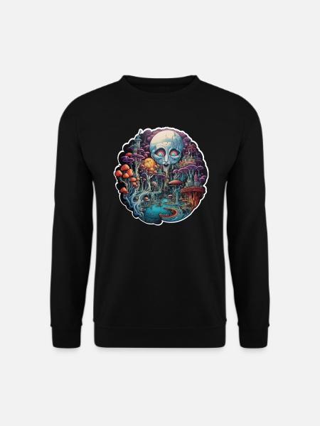 Alien im Pilzland - Unisex Pullover - Schwarz