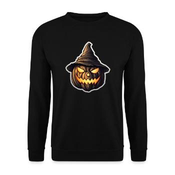 Pumpkinlord Kürbisherr Kürbis Hexe Hut Hexenhut - Unisex Pullover - Schwarz - Vorne - Alina (178cm) & Michal (187cm)