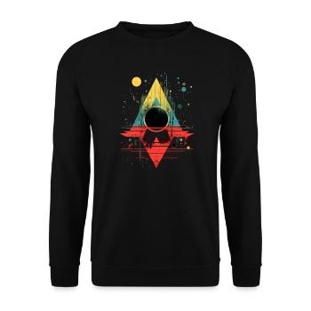 Abstrakt Bunt, Geometrisch - Unisex Pullover - Schwarz - Vorne - Alina (178cm) & Michal (187cm)