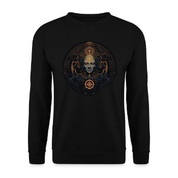 Abstrakte Formen mit Mensch - Unisex Pullover - Schwarz - Vorne - Alina (178cm) & Michal (187cm)