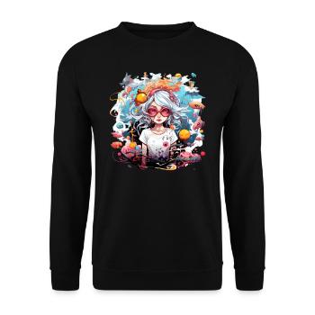 Anime Wife découvre de nouveaux mondes colorés fous - Sweat-shirt Unisexe - noir - Devant - Alina (178cm) & Michal (187cm)
