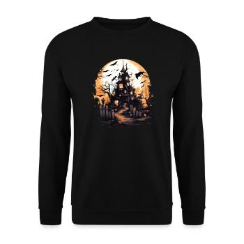 Halloween Horror House Castle Castle Bats - Unisex Sweatshirt - black - Front - Alina (178cm) & Michal (187cm)