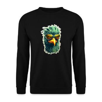 Verrücktes Huhn Mit Brille - Unisex Pullover - Schwarz - Vorne - Alina (178cm) & Michal (187cm)