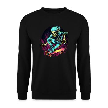 Skateboard skeleton neo - Unisex Sweatshirt - black - Front - Alina (178cm) & Michal (187cm)