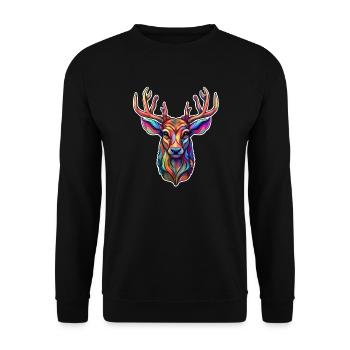 Reindeer, Animal, Nature, Rainbow, Wild, Deer, Wilderness - Unisex Sweatshirt - black - Front - Alina (178cm) & Michal (187cm)