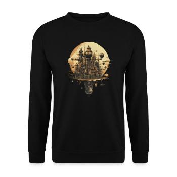 Ballon, Bâtiment, Machine, Industrialisation, Île - Sweat-shirt Unisexe - noir - Devant - Alina (178cm) & Michal (187cm)