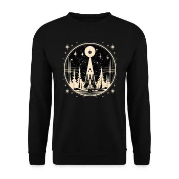 Weihnachten Im Retro Stil - Unisex Pullover - Schwarz - Vorne - Alina (178cm) & Michal (187cm)