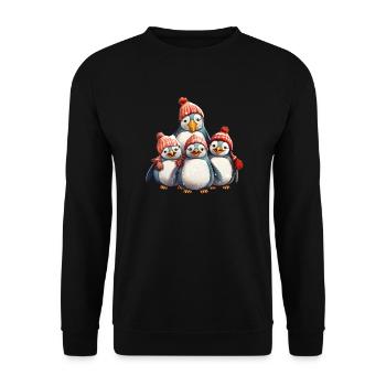 Pinguin Familie Winter Weihnachten Winter Tier - Unisex Pullover - Schwarz - Vorne - Alina (178cm) & Michal (187cm)