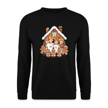 Gingerbread House Family Christmas Winter - Unisex Sweatshirt - black - Front - Alina (178cm) & Michal (187cm)