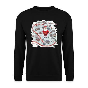 Le Père Noël sur sa carte de Noël - Sweat-shirt Unisexe - noir - Devant - Alina (178cm) & Michal (187cm)
