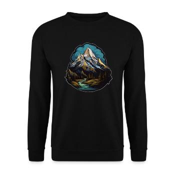 Mountain, Forest, River, Sky, Gloomy, Water, Trees, Summit - Unisex Sweatshirt - black - Front - Alina (178cm) & Michal (187cm)
