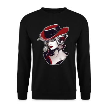 Femme cool avec un chapeau de cow-boy - Sweat-shirt Unisexe - noir - Devant - Alina (178cm) & Michal (187cm)