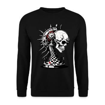 Chess Skull // Skull Chess Piece FS0038 - Unisex Sweatshirt - black - Front - Alina (178cm) & Michal (187cm)