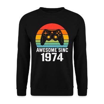 1974 Birthday Gift For All Gamers 1974 - Unisex Sweatshirt - black - Front - Alina (178cm) & Michal (187cm)