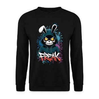 Freak - Skull, Totenkopf, Bunny - Unisex Pullover - Schwarz - Vorne - Alina (178cm) & Michal (187cm)