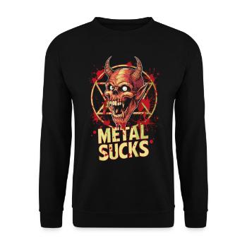 Metal Sucks Skull mit Pentagramm, Totenkopf - Unisex Pullover - Schwarz - Vorne - Alina (178cm) & Michal (187cm)