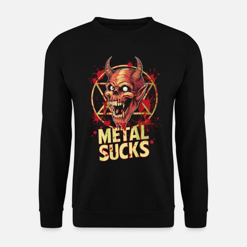 Metal Sucks Skull mit Pentagramm, Totenkopf - Unisex Pullover - Schwarz