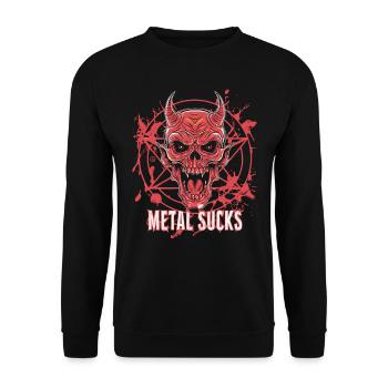 Metal Sucks Skull mit Pentagramm, Totenkopf - Unisex Pullover - Schwarz - Vorne - Alina (178cm) & Michal (187cm)