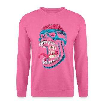 open you mind - Comicfigur Monster Skull Totenkopf - Unisex Pullover - Pink - Vorne