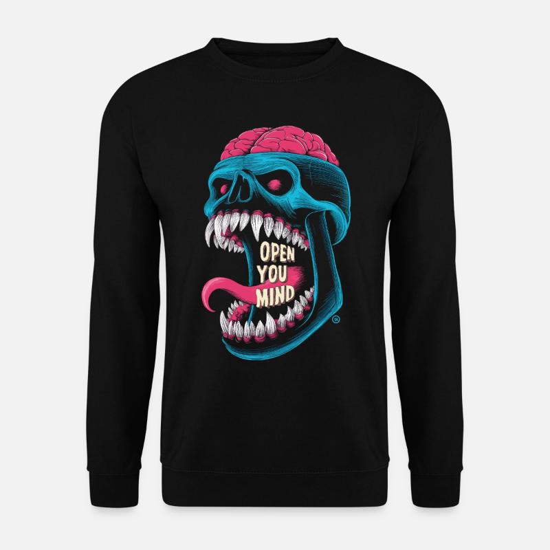 open you mind - Comicfigur Monster Skull Totenkopf - Unisex Pullover - Schwarz