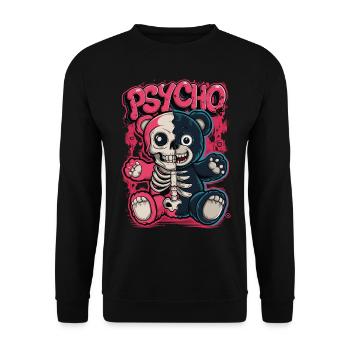 Psycho Teddybär - Totenkopf, Skull, Bär - Unisex Pullover - Schwarz - Vorne - Alina (178cm) & Michal (187cm)