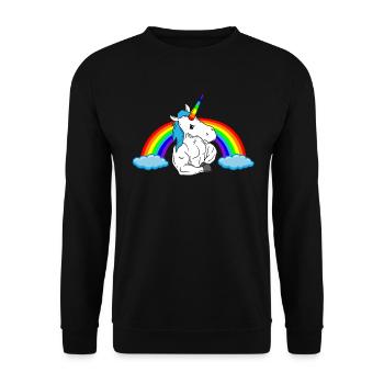 Muscle Unicorn Rainbow fun body building - Unisex Sweatshirt - black - Front - Alina (178cm) & Michal (187cm)