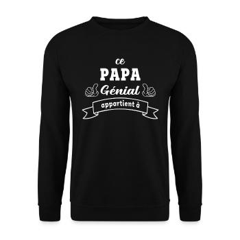 Ce papa génial appartient à... à personnaliser - Sweat-shirt Unisexe - noir - Devant - Alina (178cm) & Michal (187cm)