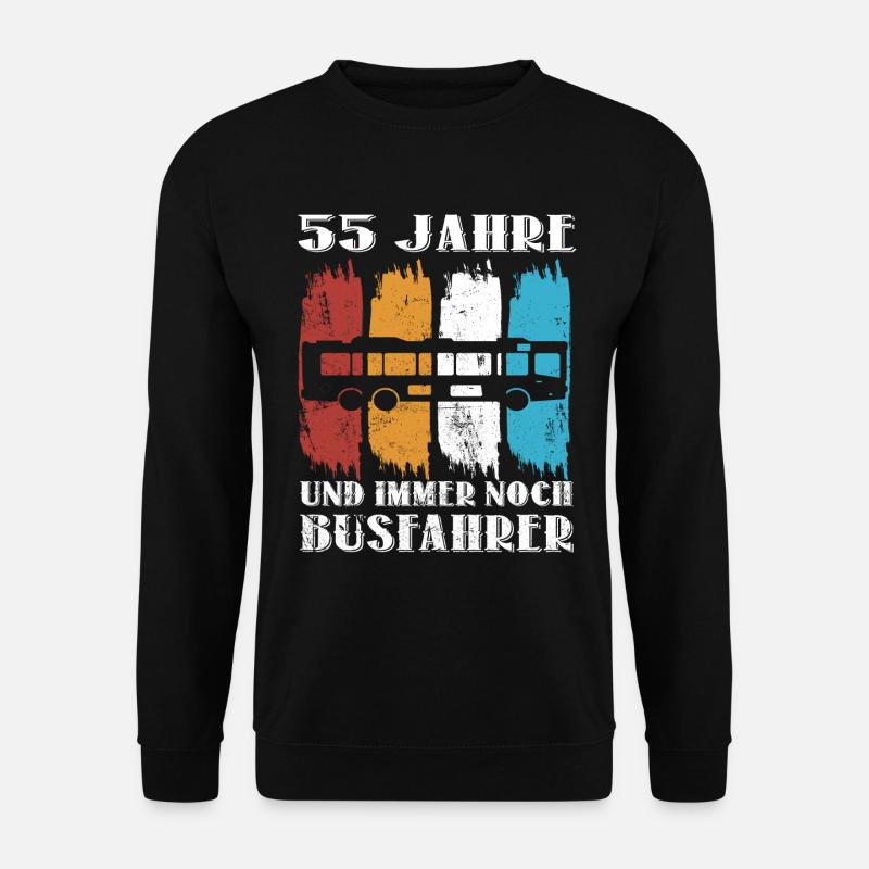 Busfahrer 55 Jahre Busfahren 55 Geburtstag Spruch - Unisex Pullover - Schwarz