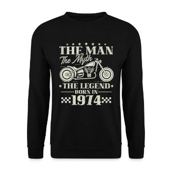 1974 L’Homme, Le Mythe, La Légende Moto - Sweat-shirt Unisexe - noir - Devant - Alina (178cm) & Michal (187cm)