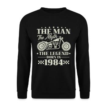 1984 L’Homme, Le Mythe, La Légende, Moto - Sweat-shirt Unisexe - noir - Devant - Alina (178cm) & Michal (187cm)