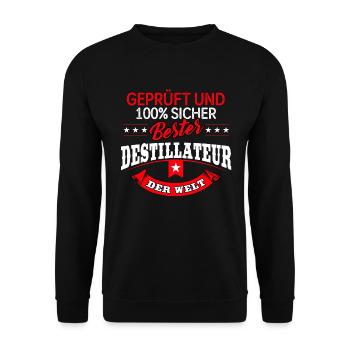 Destillateur Destillateurin Schnapsbrenner Schnaps - Unisex Pullover - Schwarz - Vorne - Alina (178cm) & Michal (187cm)