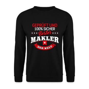 Makler Immobilienmakler Börsenmakler Handelsmakler - Unisex Pullover - Schwarz - Vorne - Alina (178cm) & Michal (187cm)
