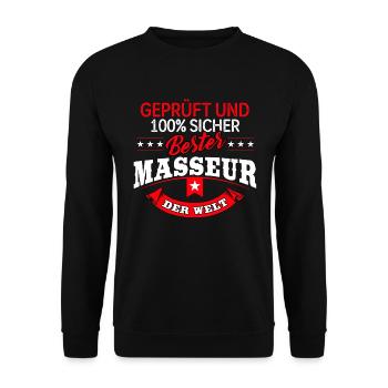 Masseur Massage Masseure Massagen Heilmasseur - Unisex Pullover - Schwarz - Vorne - Alina (178cm) & Michal (187cm)