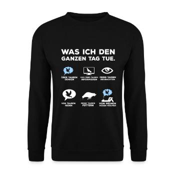 Taubenzüchter Tauben Geschenk Taube Taubenzucht - Unisex Pullover - Schwarz - Vorne - Alina (178cm) & Michal (187cm)