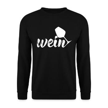 Wein, weiß - Unisex Pullover - Schwarz - Vorne - Alina (178cm) & Michal (187cm)