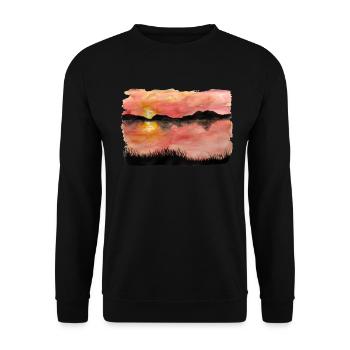 Aquarelle / Encre peinte au coucher du soleil - Sweat-shirt Unisexe - noir - Devant - Alina (178cm) & Michal (187cm)