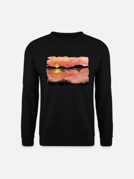 Gemalter Sonnenuntergang Aquarell/Tusche - Unisex Pullover - Schwarz