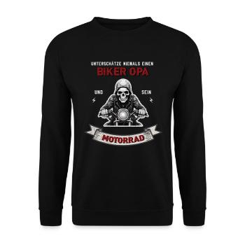 Biker Opa Motorrad Motorradfahrer - Unisex Pullover - Schwarz - Vorne - Alina (178cm) & Michal (187cm)