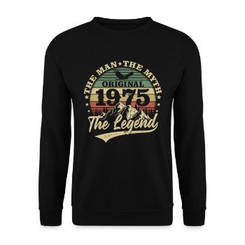 1975 Vintage Birthday Man Myth Legend - Unisex Sweatshirt - black - Front - Alina (178cm) & Michal (187cm)