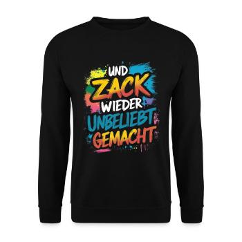 Und zack wieder unbeliebt gemacht - Unisex Pullover - Schwarz - Vorne - Alina (178cm) & Michal (187cm)