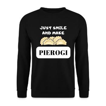 Just Smile And Make Pierogi Funny Design - Unisex Sweatshirt - black - Front - Alina (178cm) & Michal (187cm)