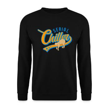 Serial Chiller-Faultier-Lustig-Montag-Büro-Humor - Unisex Pullover - Schwarz - Vorne - Alina (178cm) & Michal (187cm)