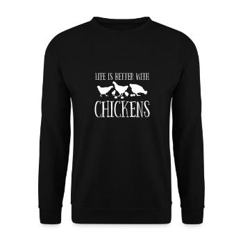 La vie de poulet est meilleure avec les poulets - Sweat-shirt Unisexe - noir - Devant - Alina (178cm) & Michal (187cm)