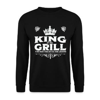 Grillen König des Grills - Unisex Pullover - Schwarz - Vorne - Alina (178cm) & Michal (187cm)