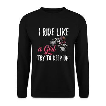 Femmes de dirt bike Je roule comme une fille - Sweat-shirt Unisexe - noir - Devant - Alina (178cm) & Michal (187cm)