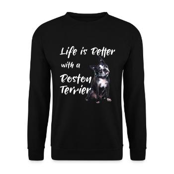 Life Is Better With A Boston Terrier - Unisex Sweatshirt - black - Front - Alina (178cm) & Michal (187cm)