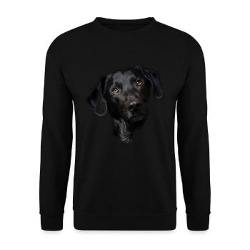 Schwarzes Labrador-Hundegesicht - Unisex Pullover - Schwarz - Vorne - Alina (178cm) & Michal (187cm)