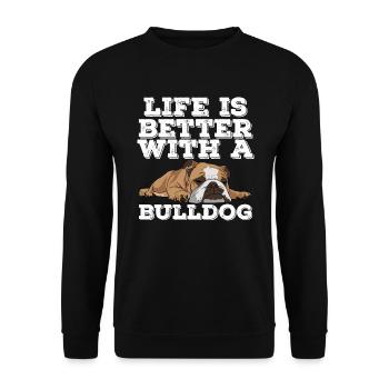 English Bulldog Life Is Better With A Bulldog - Unisex Sweatshirt - black - Front - Alina (178cm) & Michal (187cm)