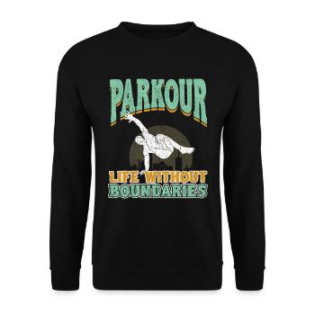 Parkour-Leben ohne Grenzen - Unisex Pullover - Schwarz - Vorne - Alina (178cm) & Michal (187cm)