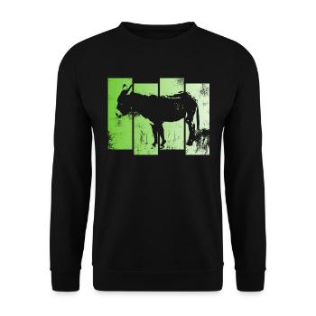 Esel Lustig Mähne Hufe Stur Reiten - Unisex Pullover - Schwarz - Vorne - Alina (178cm) & Michal (187cm)